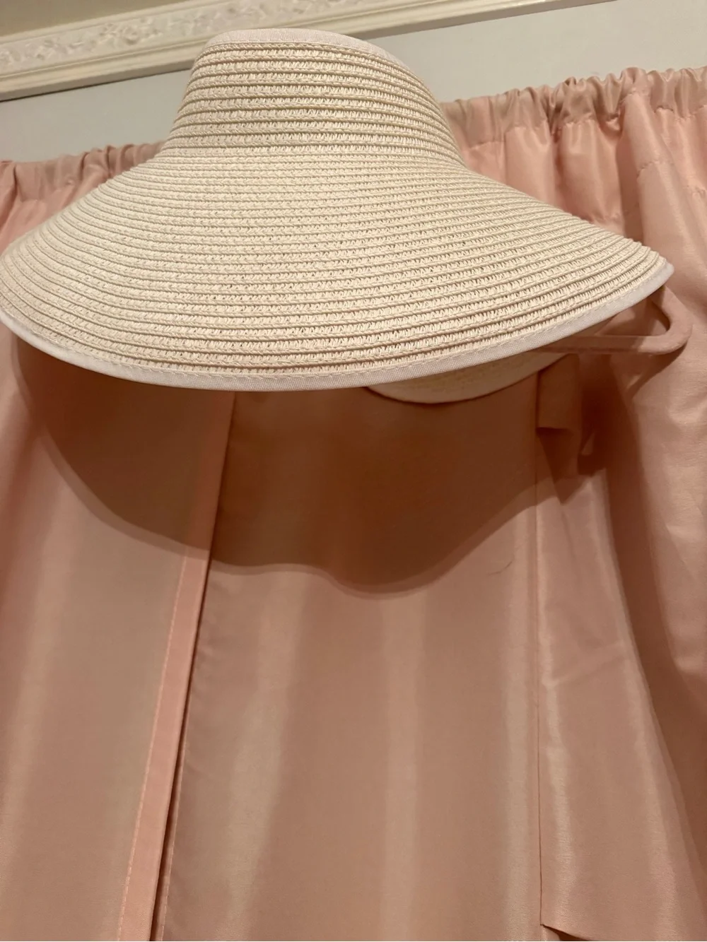 White sun hat visor open top bow back Velcro closure adjustable packable